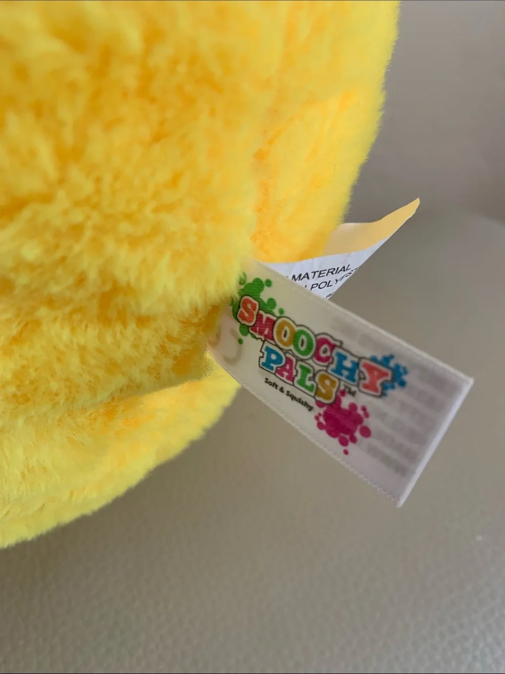 14” Yellow Smiley Face Plush Stuffed Pillow Toy